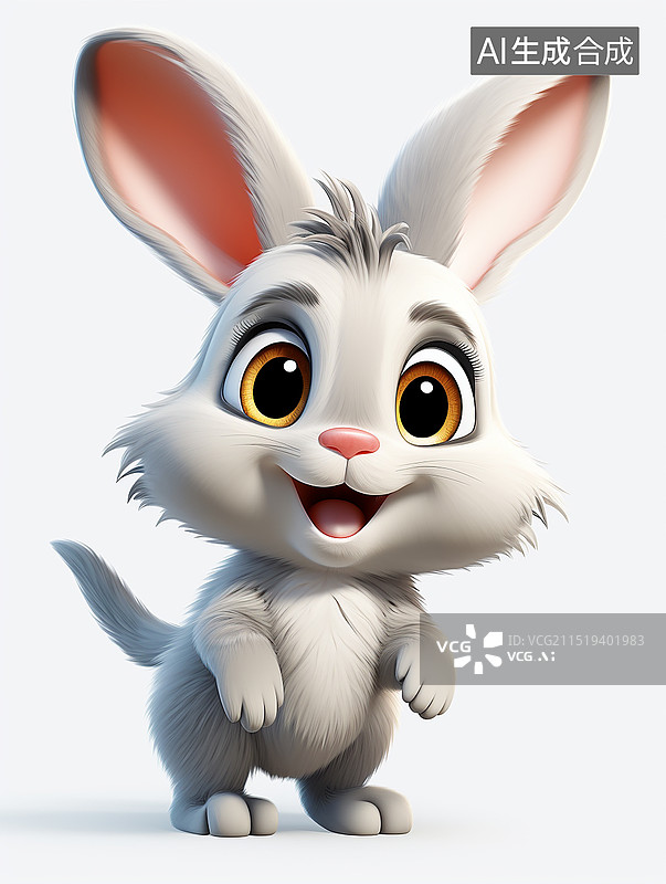 【AI数字艺术】灰色兔子小动物形象图片素材