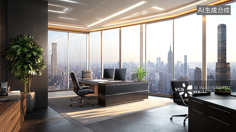 【AI数字艺术】现代商务办公室内景图片素材