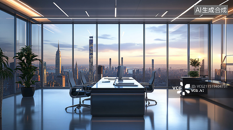 【AI数字艺术】现代商务办公室内景图片素材