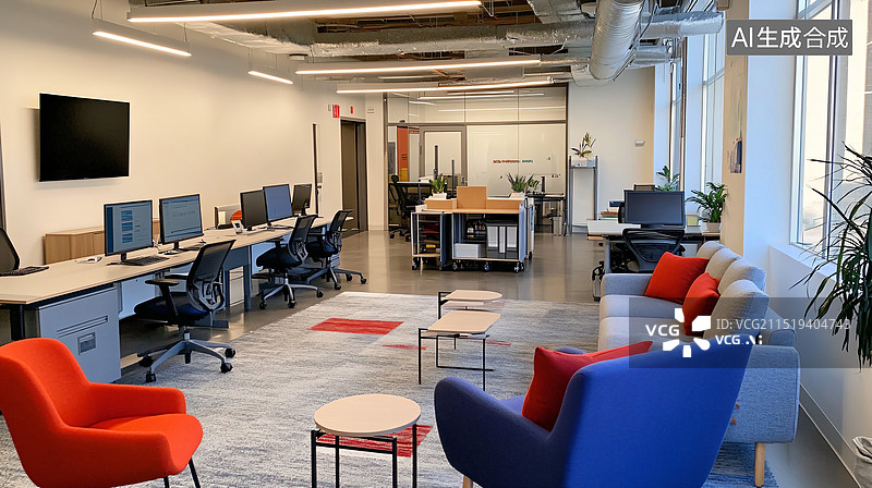 【AI数字艺术】现代商务办公室内景图片素材