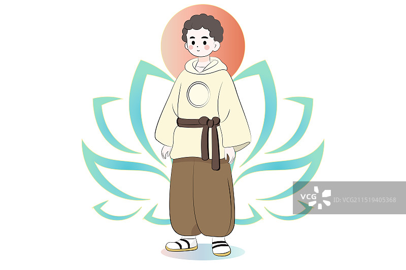 静心佛系青年躺平莲花插画图片素材