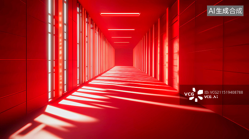 【AI数字艺术】高级商业红色艺术画廊空间背景图片素材