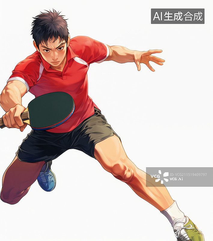 【AI数字艺术】打乒乓球的男性运动员图片素材