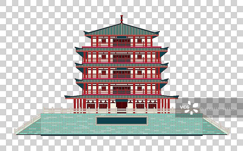 国风地标系列矢量插画-安徽省 亳州市 亳州曹操地下运兵道景区图片素材