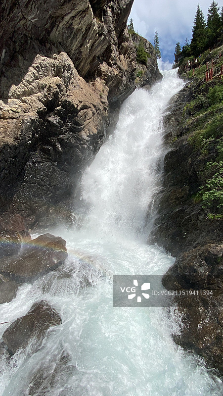 天山飞龙潭瀑布图片素材