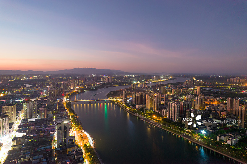 湖南省衡阳市湘江夜景航拍图片素材