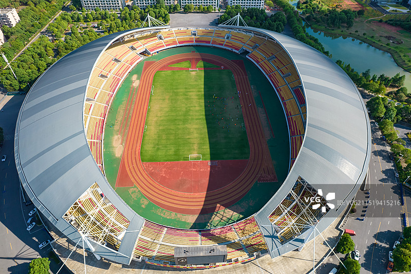 中国湖南省衡阳市体育中心航拍图片素材