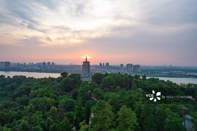 湖南省衡阳市珠晖塔航拍风光图片素材