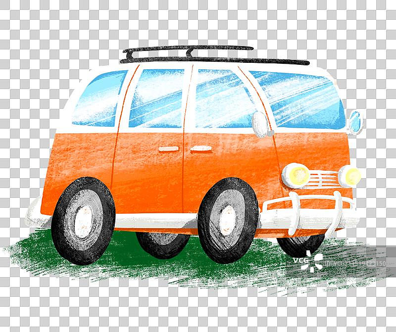 手绘感很强的铅笔蜡笔油画棒质感汽车图片素材