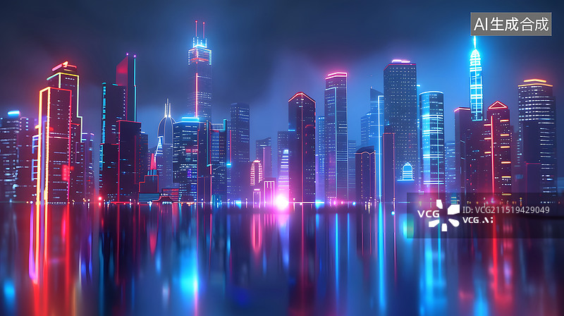 【AI数字艺术】霓虹都市之夜图片素材