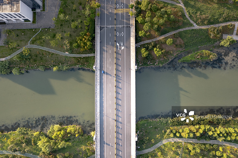 杭州余杭塘河风光航拍图片素材