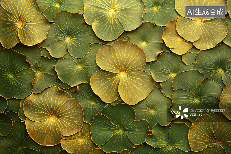 【AI数字艺术】复古荷叶图案平铺底纹壁纸墙纸包装纸花色式样设计图片素材