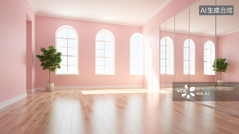 【AI数字艺术】粉色室内空间图片素材