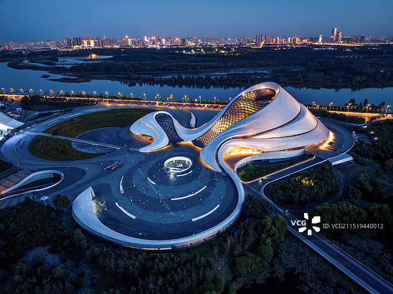 哈尔滨大剧院夜景图片素材