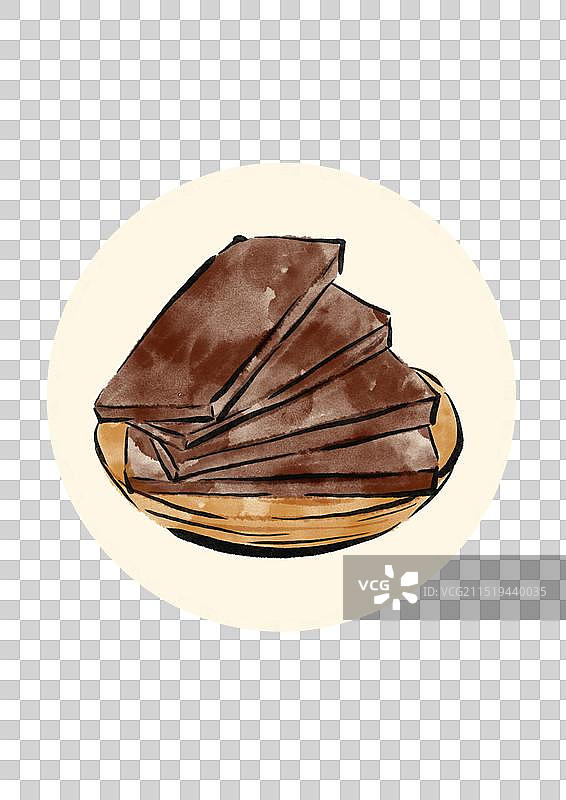 国潮风中医插画元素-阿胶图片素材