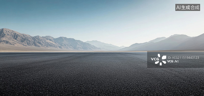 【AI数字艺术】柏油路面和山脉背景图片素材