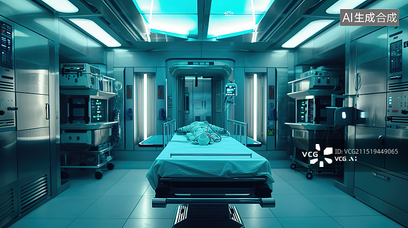 【AI数字艺术】手术室、康复室、医疗台、无菌舱插图图片素材