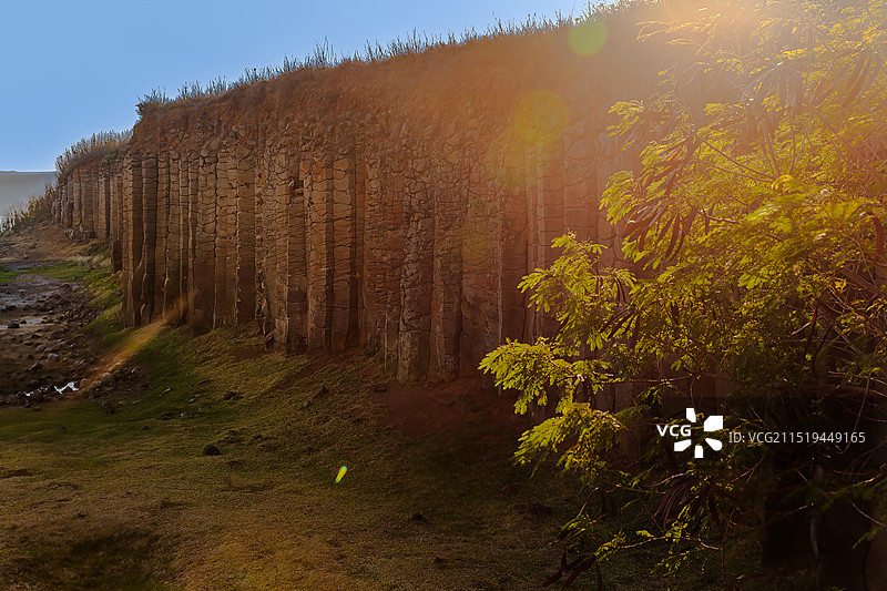 中国台湾澎湖县池东大果叶柱状玄武岩风景区图片素材