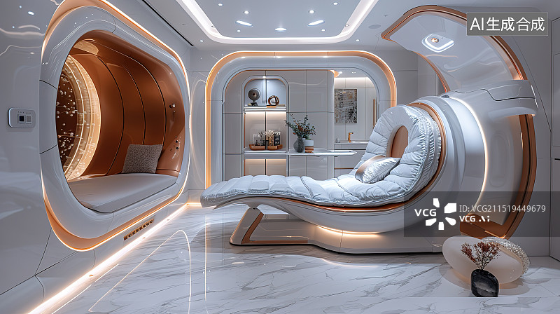 【AI数字艺术】未来科技感的医疗康复室图片素材