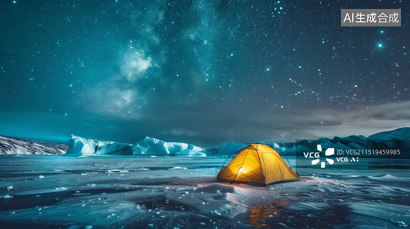 【AI数字艺术】星空下的帐篷图片素材