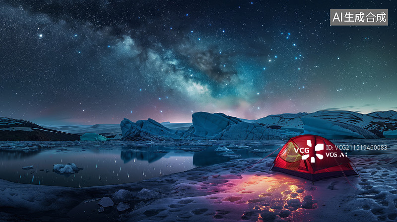 【AI数字艺术】星空下的帐篷图片素材