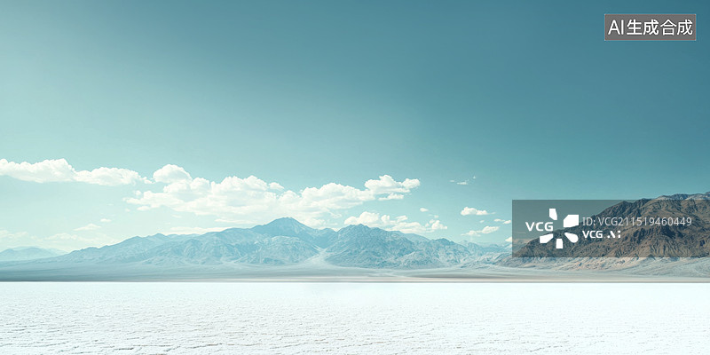 【AI数字艺术】蓝天下的盐湖背景图片素材