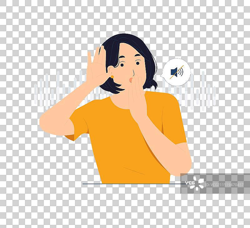 女人捂着耳朵听谣言图片素材