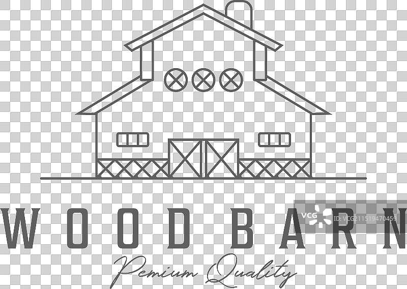 极简线性设计的木制谷仓图标图片素材