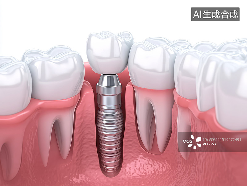 【AI数字艺术】种植牙3D口腔卫生全国爱牙日概念3D渲染插画图片素材