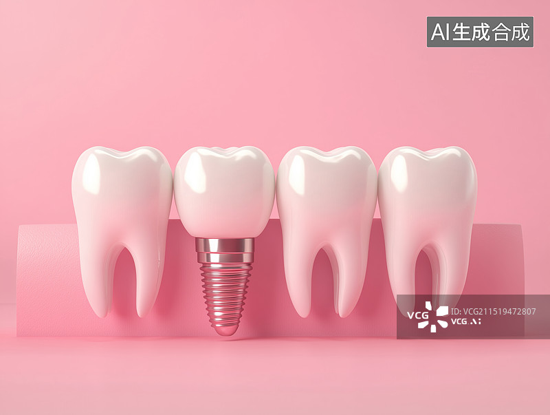 【AI数字艺术】3D立体C4D种植牙爱牙日牙齿爱护口腔健康口腔医疗插画图片素材
