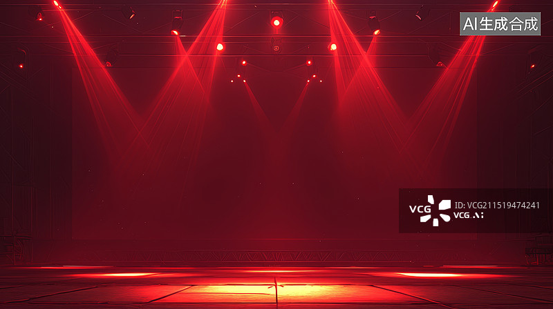 【AI数字艺术】聚光灯下的红色舞台图片素材