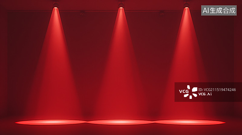 【AI数字艺术】聚光灯下的红色舞台图片素材