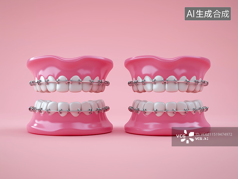 【AI数字艺术】3D立体C4D牙齿矫正正畸治疗爱护口腔健康口腔医疗插画图片素材