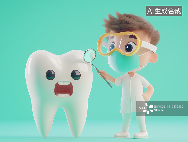 【AI数字艺术】3D立体C4D爱牙日牙齿爱护口腔健康口腔医疗插画图片素材