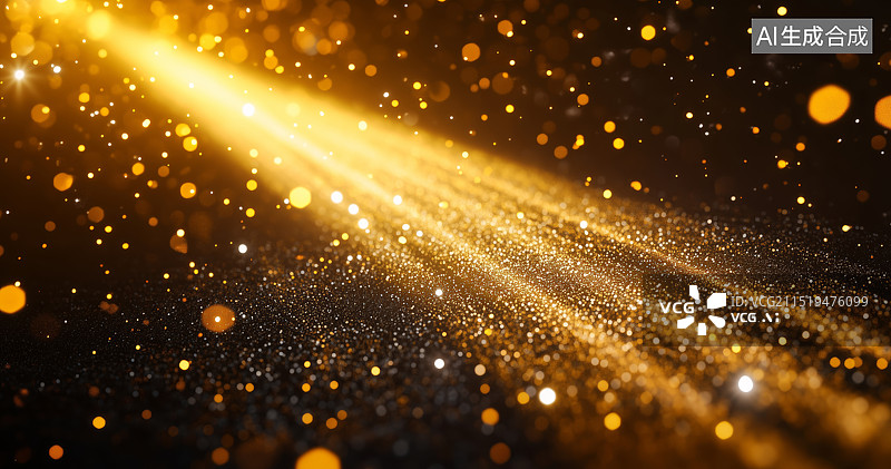 【AI数字艺术】金黄色发光的光线图片素材