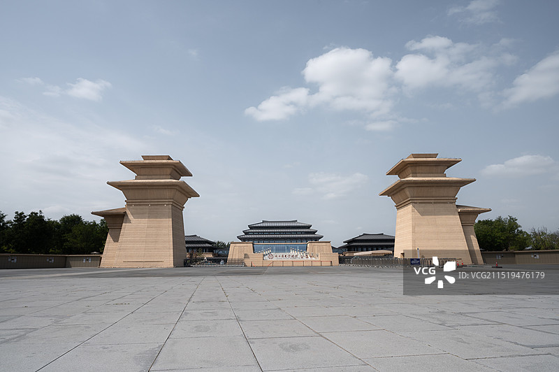陕西历史博物馆秦汉馆展馆大气宏伟的秦汉风格建筑外观图片素材