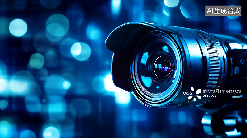 【AI数字艺术】虚化光斑背景相机镜头特写图片素材