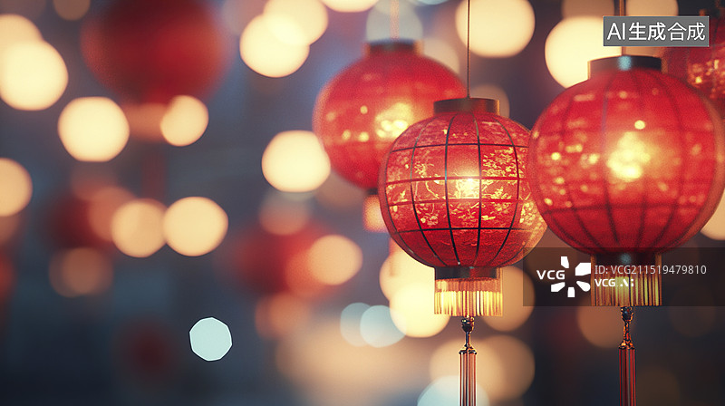 【AI数字艺术】中国节日灯笼背景图片素材