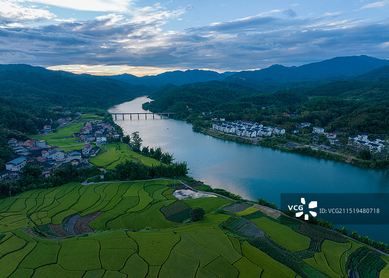 福建三明水稻航拍图片素材