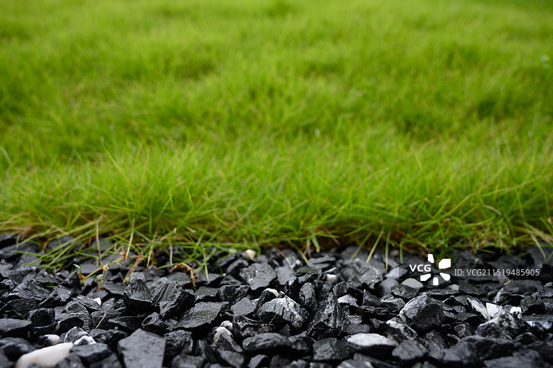 碎石与草坪近景图片素材