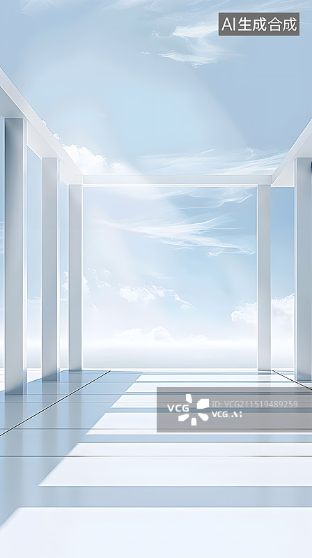 【AI数字艺术】白色空间建筑背景图片素材