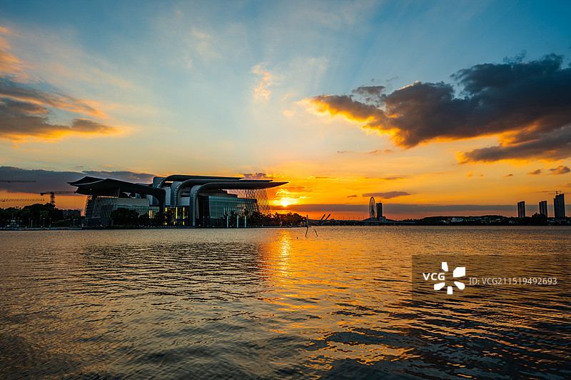 蠡湖边日落图片素材