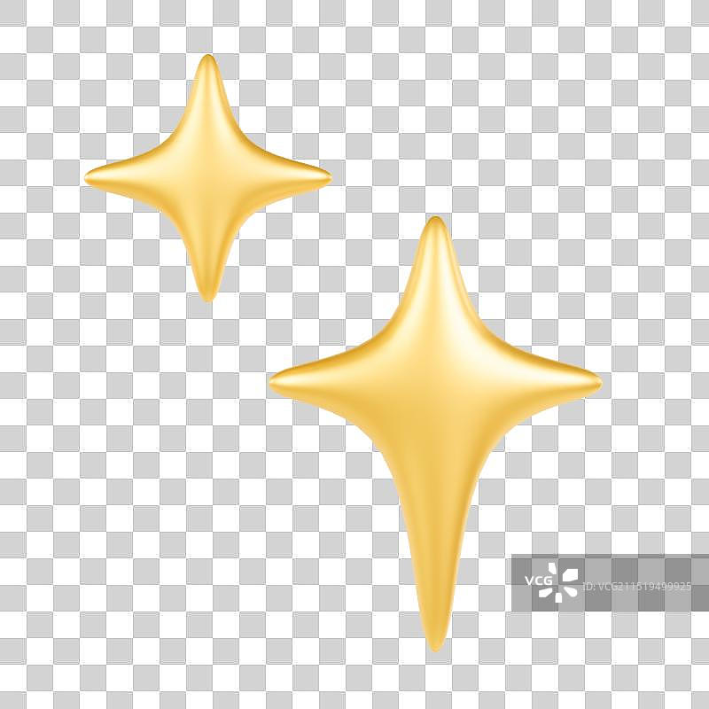 3D立体星星四角星装饰免抠元素图片素材