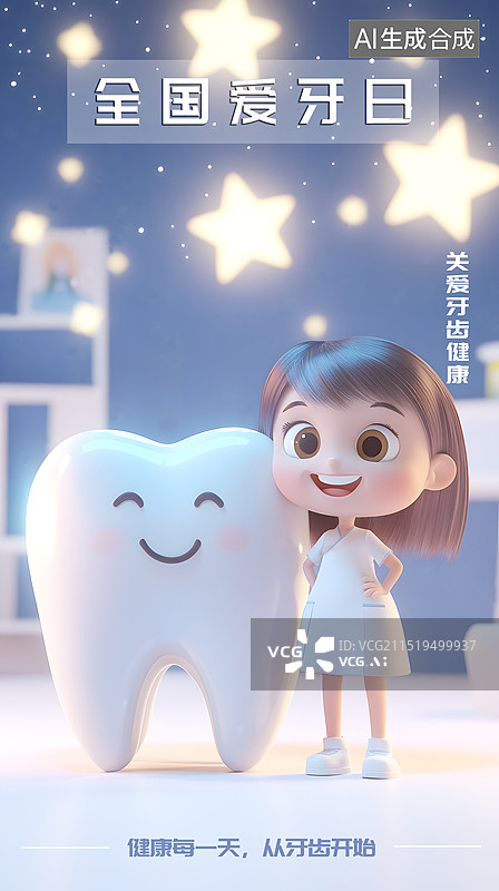 【AI数字艺术】AIGC：全国爱牙日，口腔健康护理牙齿用品图片素材