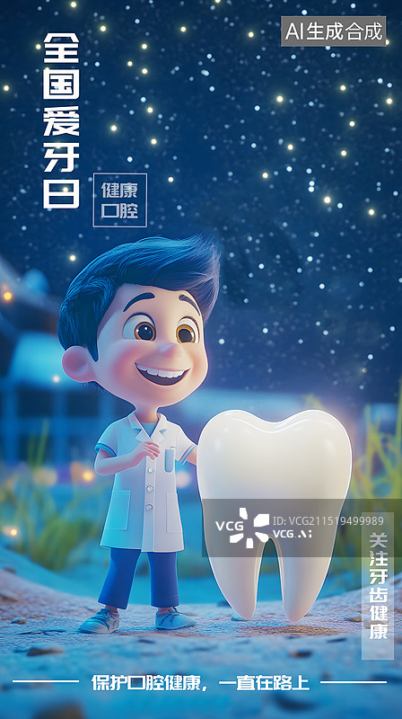 【AI数字艺术】AIGC：全国爱牙日，口腔健康护理牙齿用品图片素材
