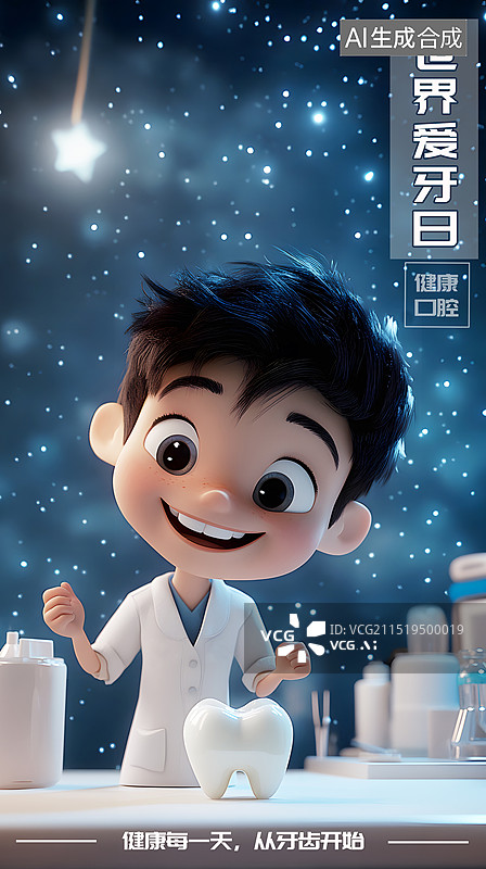 【AI数字艺术】AIGC：牙齿的护理，口腔口腔健康 爱牙日海报背景图片素材