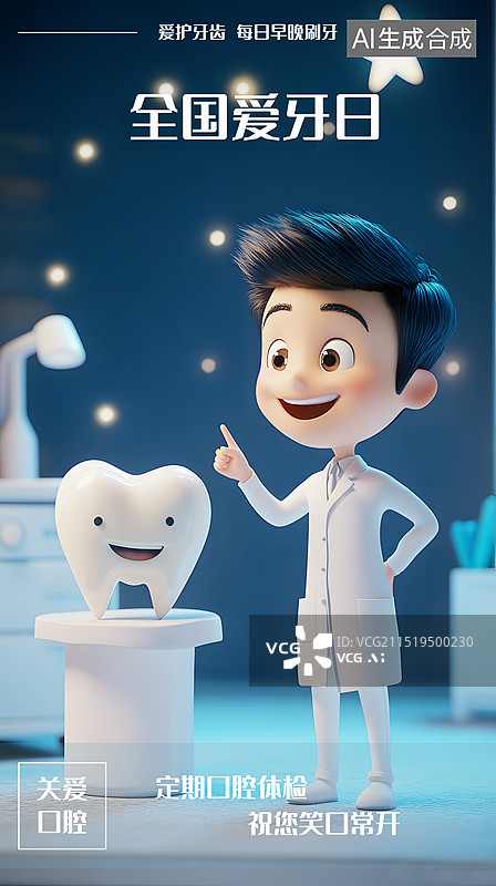 【AI数字艺术】AIGC：全国爱牙日，口腔健康护理牙齿用品图片素材