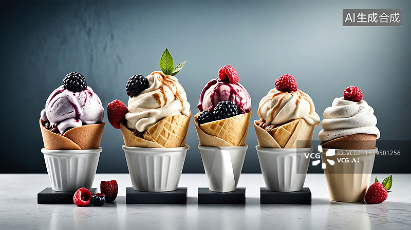 【AI数字艺术】五彩冰淇淋盛宴图片素材
