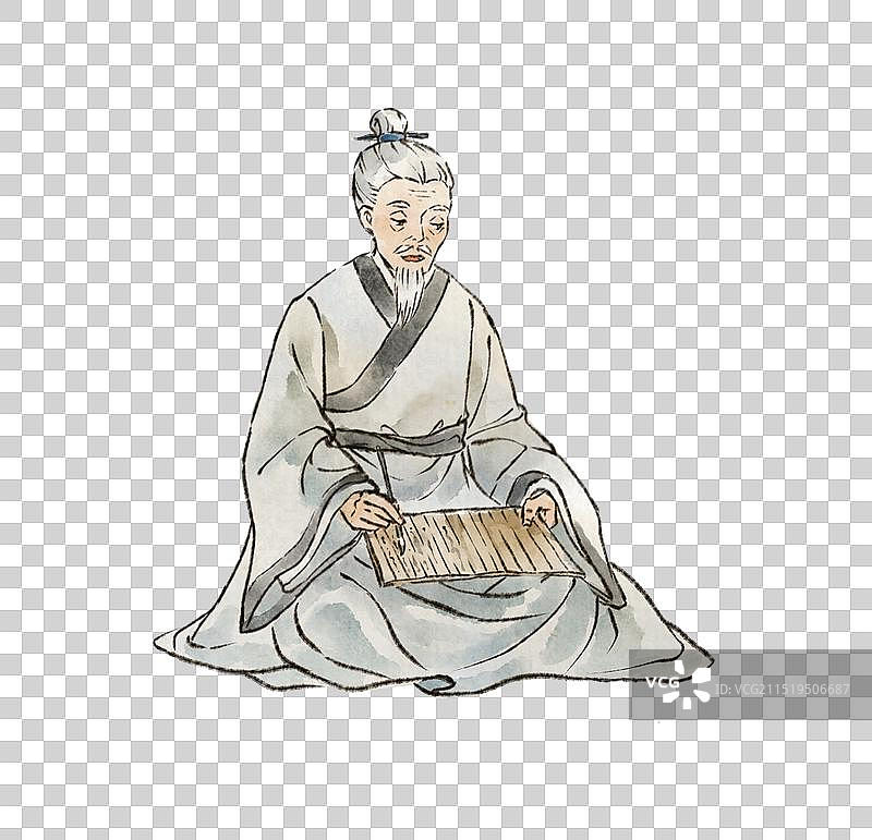 老中医中医医生中医药材望闻问切行医看病—国画古风水墨国风元素图片素材