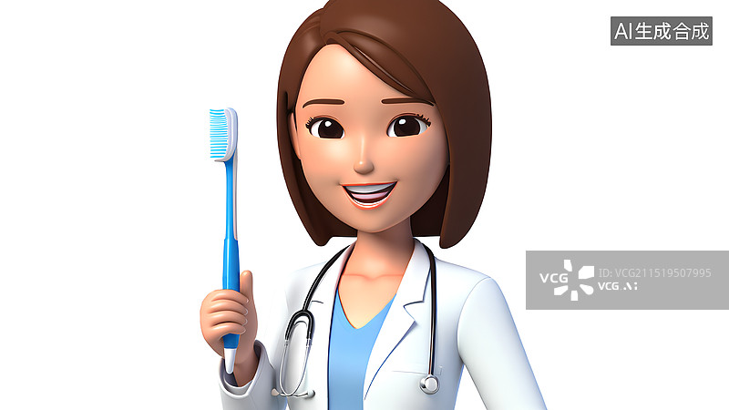 【AI数字艺术】爱牙日一位女医生护士拿着牙刷普及护牙知识图片素材